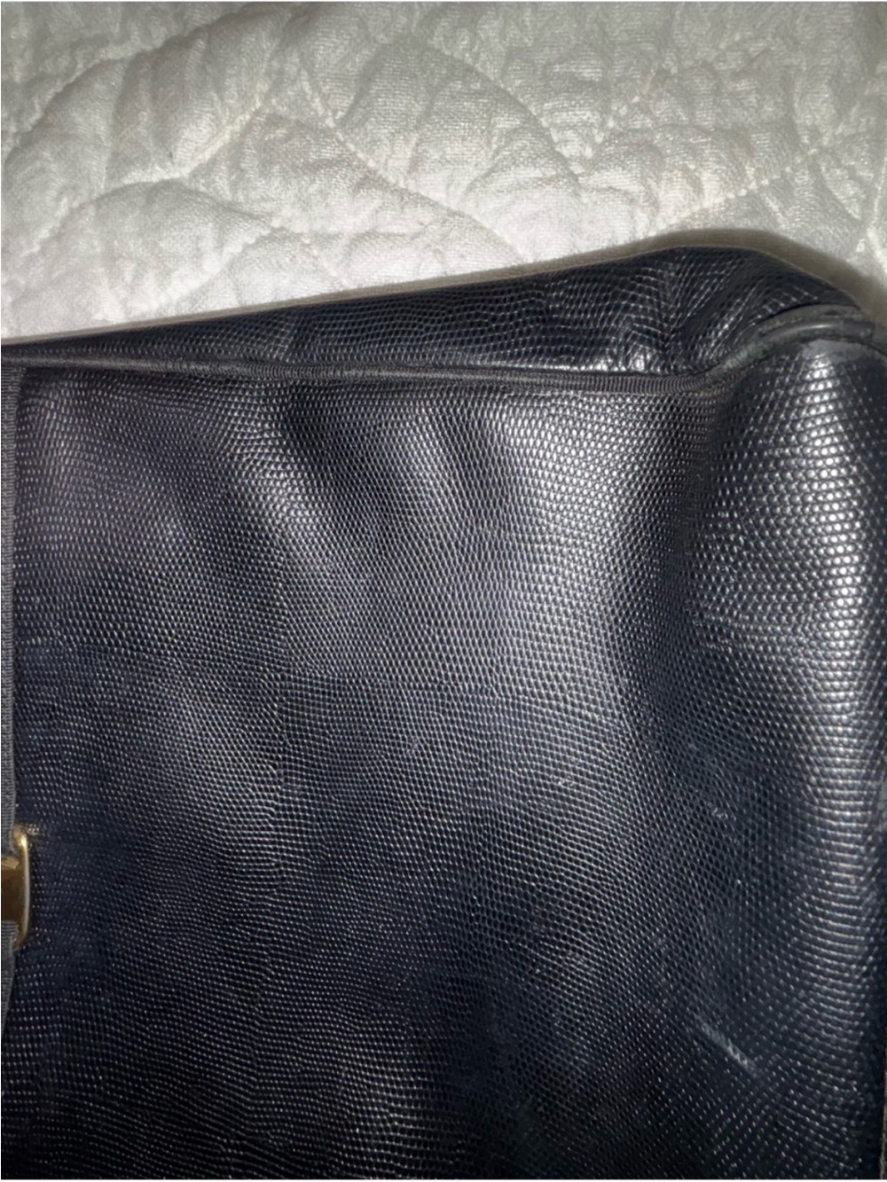 Salvatore Ferragamo Black Lizard-Embossed Tote Shoulder Bag - Imperfect👀 - Picture 11 of 16